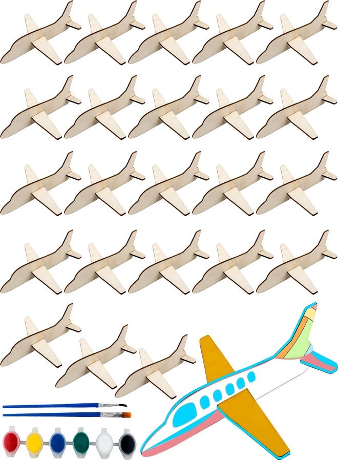 Feradny 24 Pack Wooden Airplane Toys DIY Paint Aircraft Wood Planes Handicraft Wood Airplane for Kids School Art Craft Projects Home Activity Birthday Gifts - Image 1